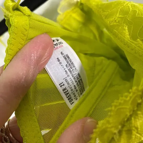 Betsey Johnson X Forever 21 Neon Green Butterflies Lace Corset Cami Top Size M - Picture 6 of 7